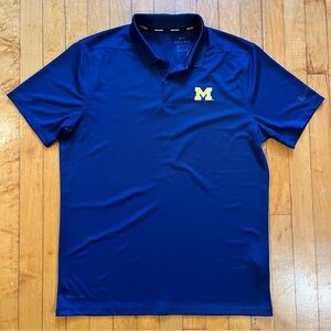 Michigan Wolverines Polo Shirt Men's Nike Dri-Fit Adult Size M Golf Navy Blue